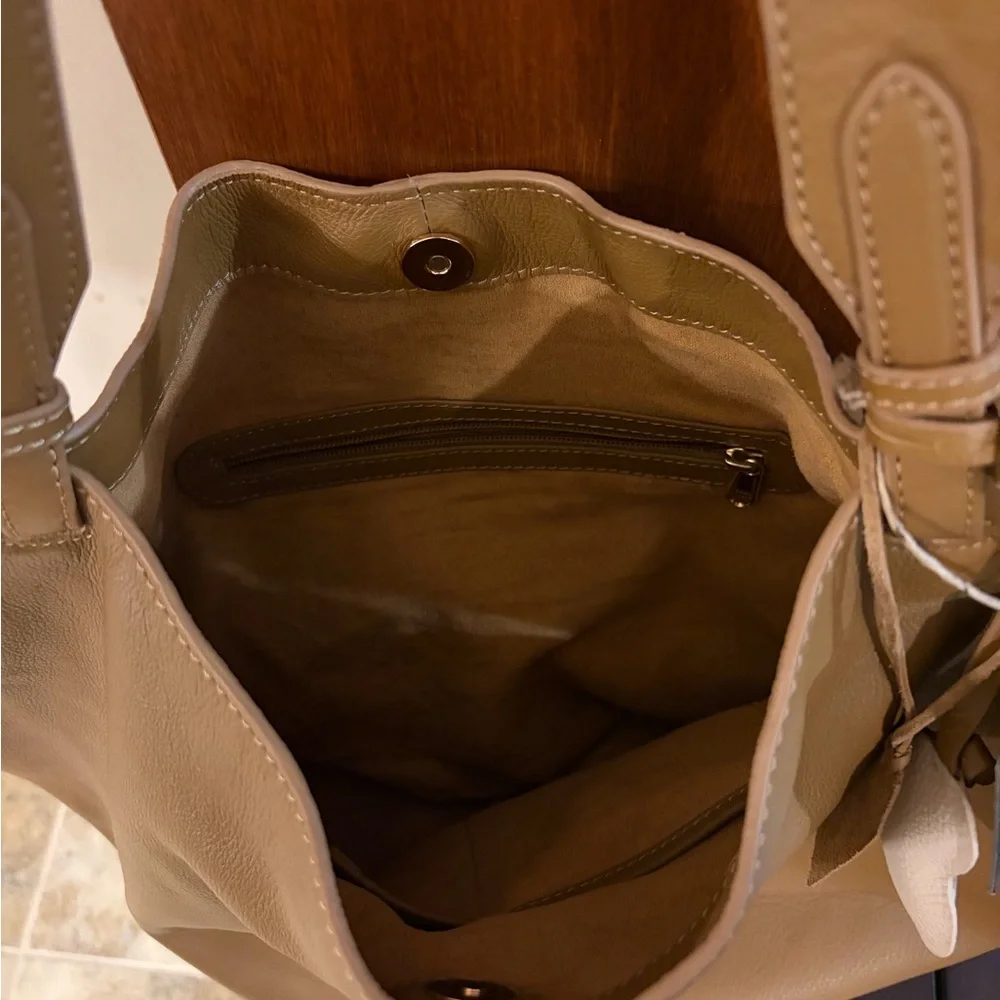 New Large Brown Pebble Leather Hobo Shoulder Tote